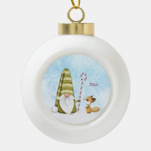 Holiday Gnome and Fox Custom Year Keepsake