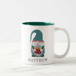 Holiday Gnome Character Personalised Christmas Two-Tone Coffee Mug