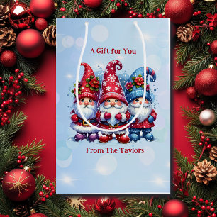 Holiday Gnomes Personalised Christmas Medium Gift Bag