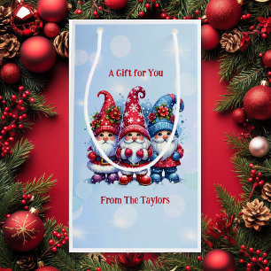 Holiday Gnomes Personalised Christmas Small Gift Bag