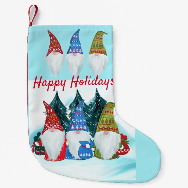 Holiday Gnomes Small Christmas Stocking (Front)