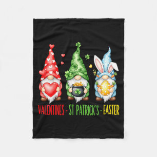Holiday Gnomes Valentine St Patricks Easter Waterc Fleece Blanket