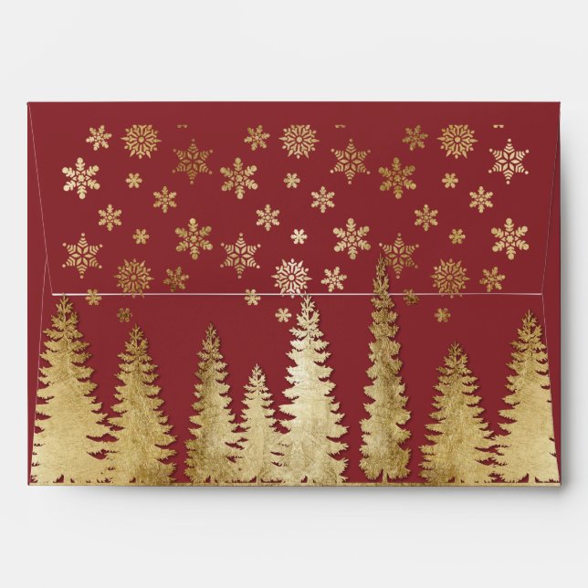 Holiday Gold and Red Winter Wonderland Envelope (Back (Top Flap))