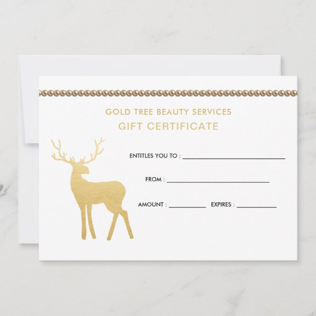 Holiday Gold Antler Stag | Gift Certificate (Front)