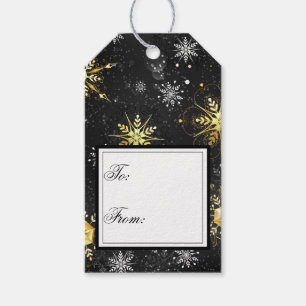 Holiday Gold Black Snowflakes Xmas Christmas Gift Tags