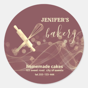Holiday gold bokeh baked goods bakery classic round sticker