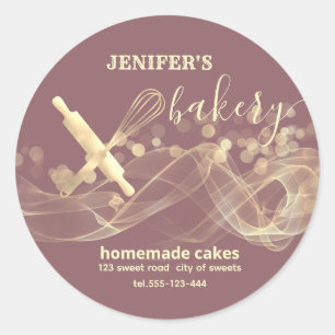 Holiday gold bokeh baked goods bakery classic round sticker