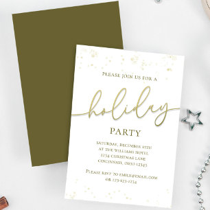 Holiday Gold Calligraphy Script Simple Glitter  Invitation