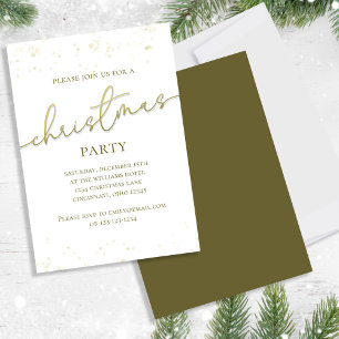 Holiday Gold Calligraphy Script Simple Glitter Invitation