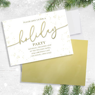 Holiday Gold Calligraphy Script Simple Party Invitation