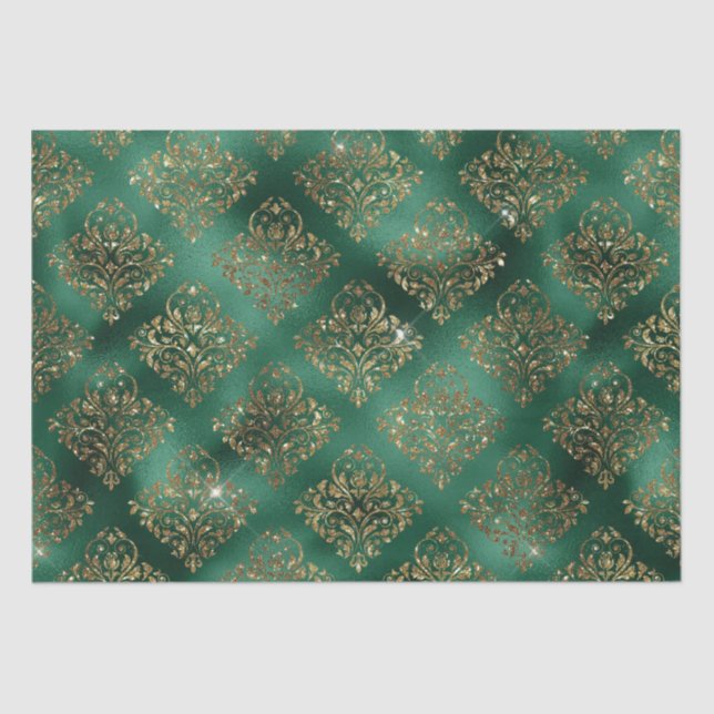 Holiday Gold Christmas Metallic Damask Elegant Tissue Paper (Front)