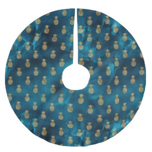 HolIday Gold Elegant Turquoise Chic Satin Brushed Polyester Tree Skirt
