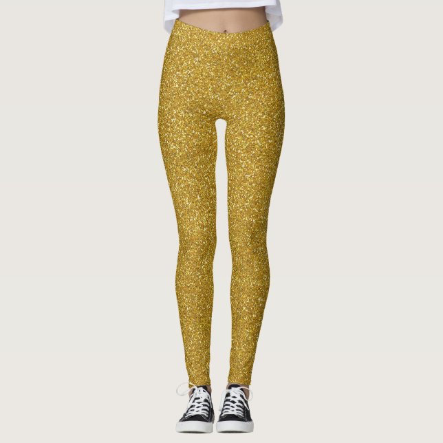 Holiday Gold Glitter All Over Leggings (Front)