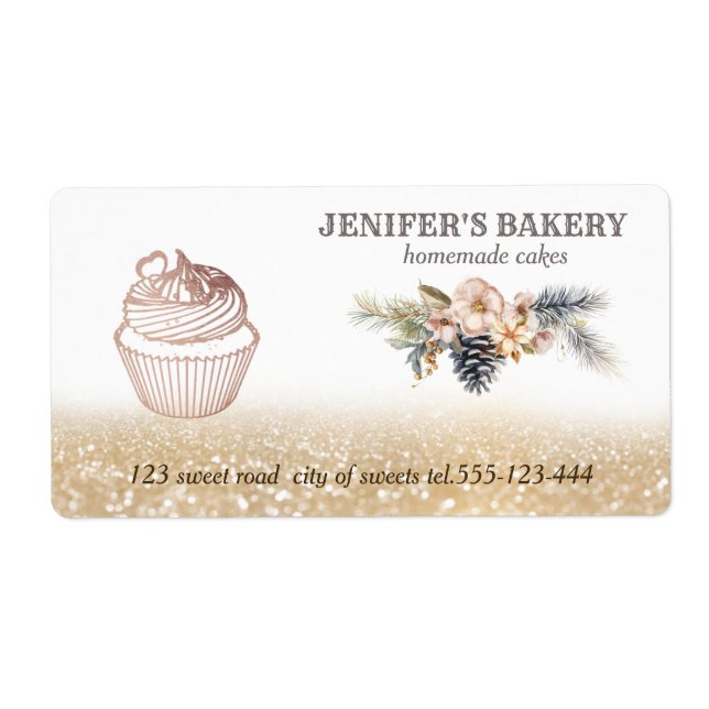 Holiday Gold glittery  Homemade cupcakes packaging (Front)