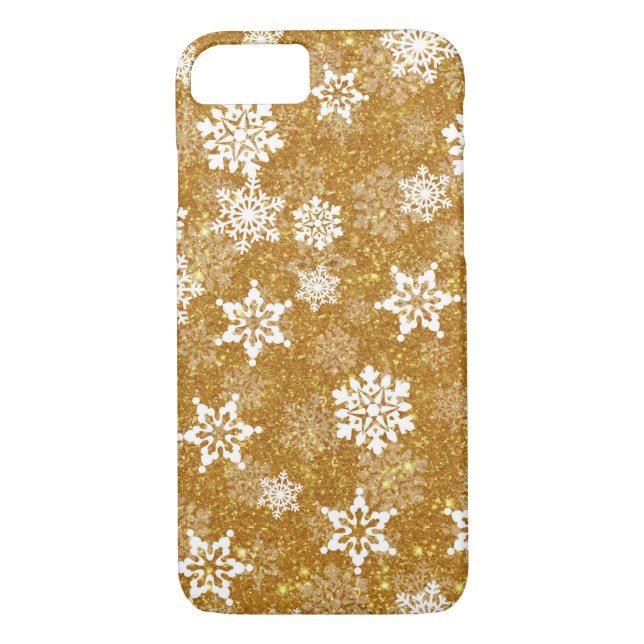 Holiday Gold Glittery Snowflakes Case-Mate iPhone Case (Back)