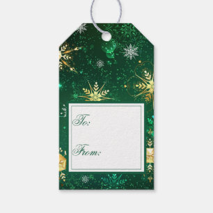 Holiday Gold Green Snowflakes Xmas Christmas Gift Tags