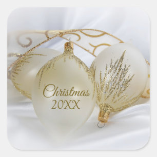 Holiday Gold Ornaments  Square Sticker