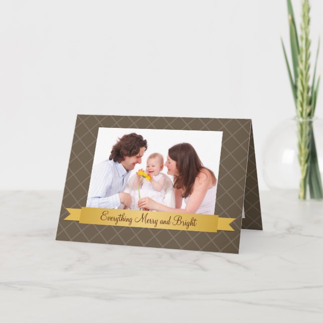 Holiday gold satin ribbon brown lattice photo (Front)