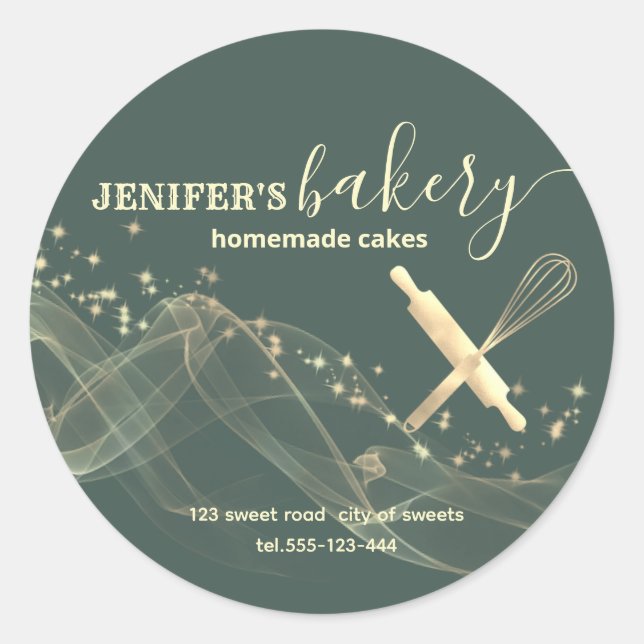 Holiday gold sparkle baked goods bakery classic round sticker (Front)