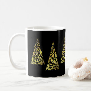 Holiday Gold Tree Black Elegant Minimalistic Coffee Mug