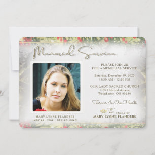 Holiday Golden Christmas Memorial Service Invite