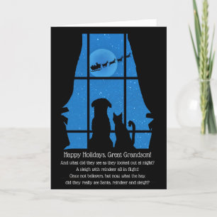 Holiday Great Grandson Cute Christmas Dog and Cat Card