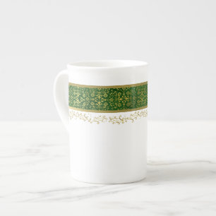 Holiday Green and Gold Bone China Mug
