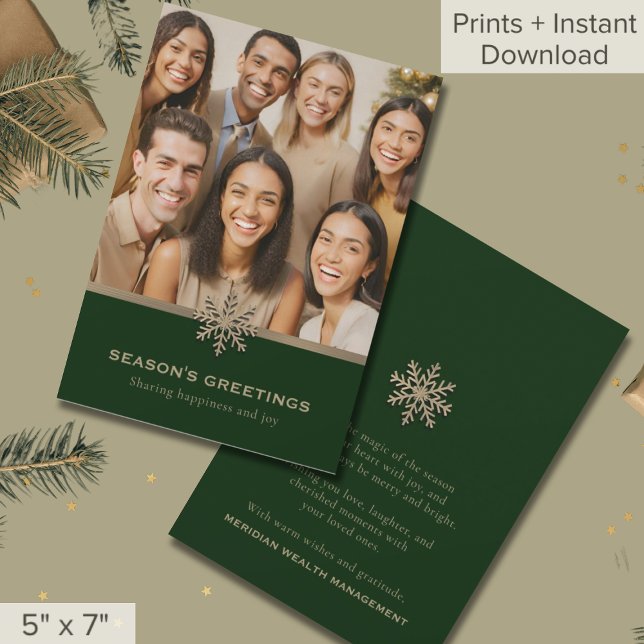 Holiday Green and Gold Snowflake Photo Business  (Creator Uploaded)