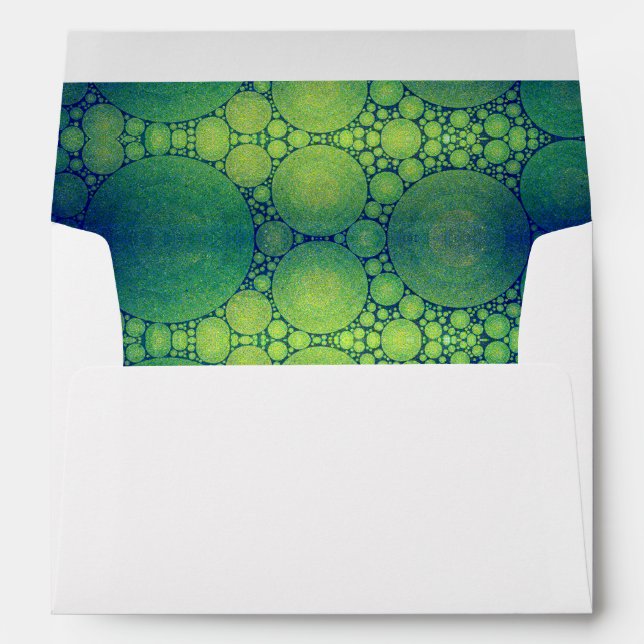 Holiday green bubble circle pattern modern chic envelopes (Back (Bottom))