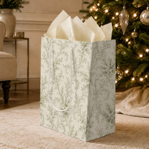 Holiday Green Foliage Elegant Greenery Medium Gift Bag