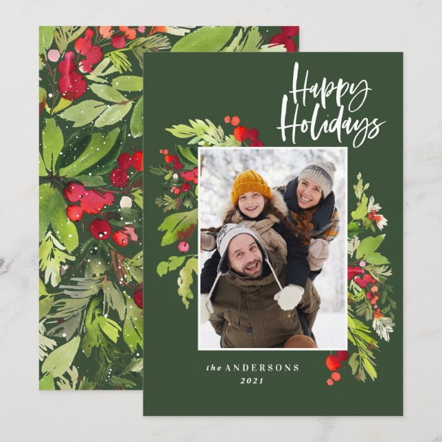 Holiday green foliage traditional rustic photo (Front/Back)