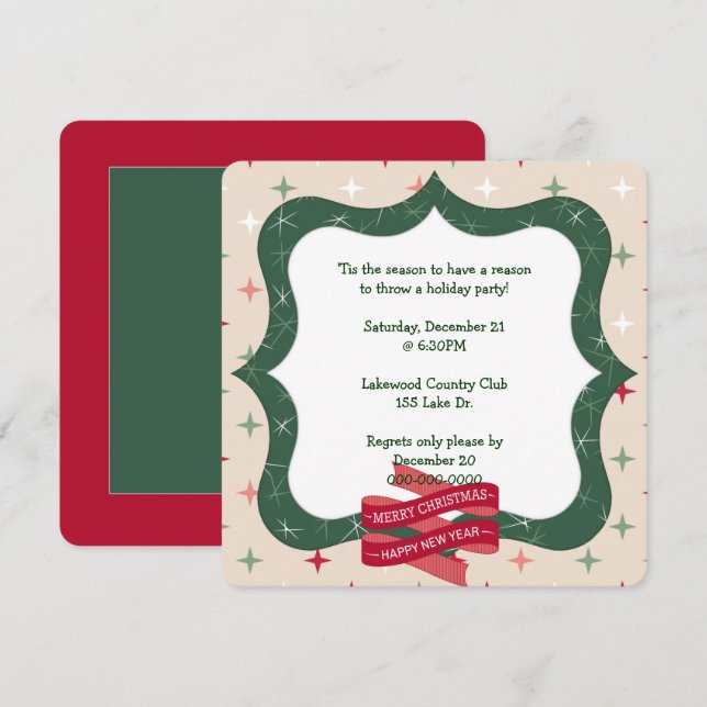 Holiday Green Frame for Party Invitation (Front/Back)