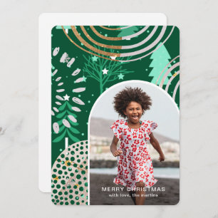 Holiday Green Merry Christmas Photo with Message