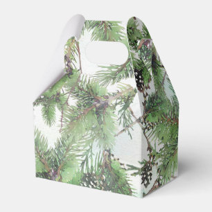 Holiday Green & Pine Cones Country Winter Wedding Favour Box
