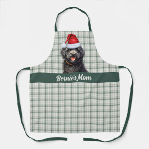 Holiday Green Plaid Barbet Dog Christmas Apron