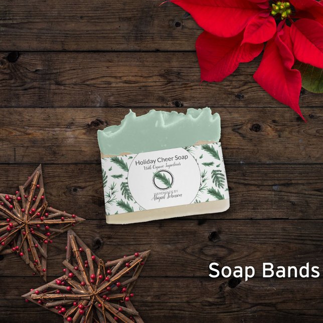 Holiday Greenery Artisan Soap Band Wrap Invitation Belly Band (Creator Uploaded)