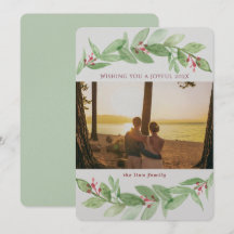 Holiday Greenery Berries Joyful Family Photo