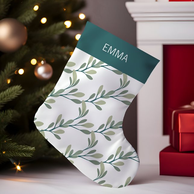 Holiday Greenery | Botanical Monogram Small Christmas Stocking (Creator Uploaded)