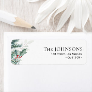 holiday greenery christmas address label