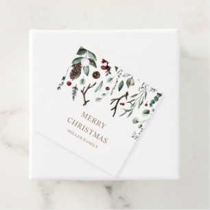 Holiday Greenery Merry christmas Rudolph Nose Favour Tags