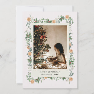 Holiday Greenery Oranges Photo Holiday Card