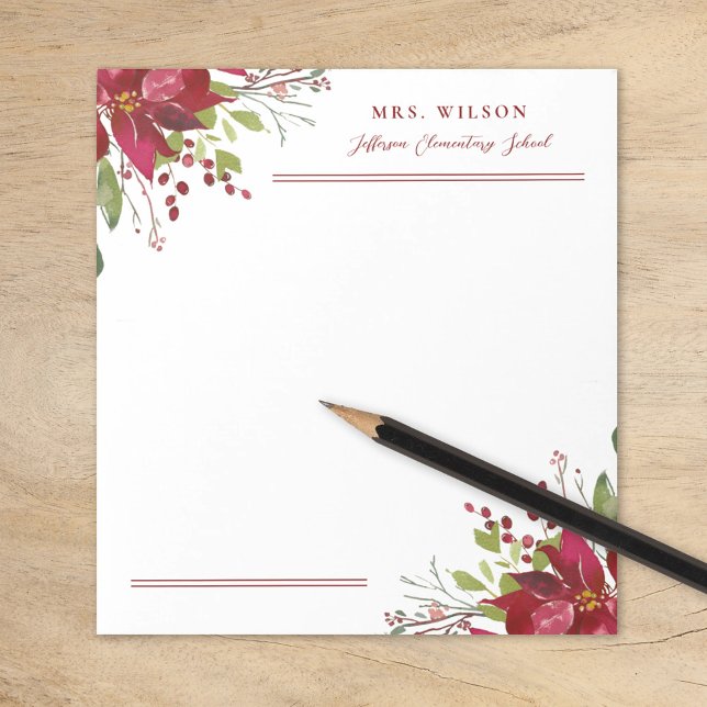 Holiday Greenery Personalised Teacher Gift Notepad (Creator Uploaded)