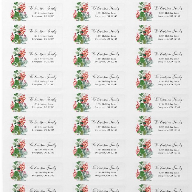 Holiday Greenery Return Address (Christmas Holiday Greenery Personalized Return Address Label by Painted Paperie
)