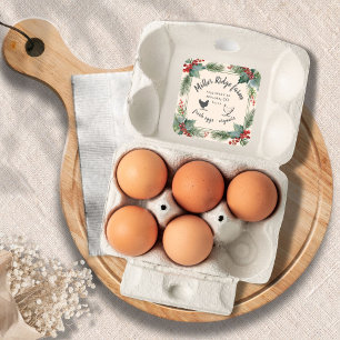 Holiday Greenery Vintage Egg Carton Square Sticker