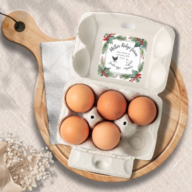 Holiday Greenery Vintage Egg Carton Square Sticker (Creator Uploaded)