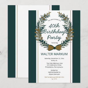 Holiday Greenery Wreath 40th Birthday Party Invitation
