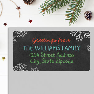 Holiday Greeting Black Chalkboard Address Label