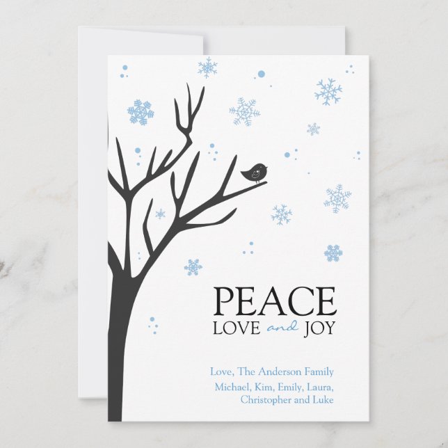 Holiday Greeting Card - Peace Love Joy (Front)