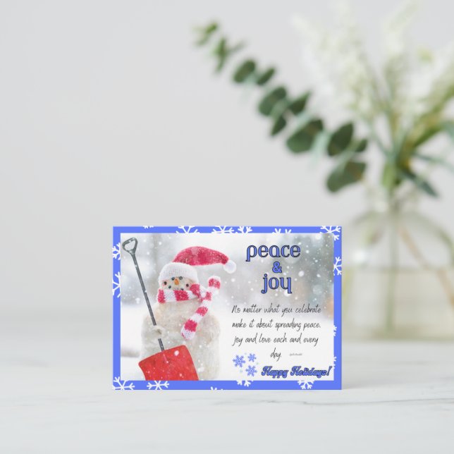 HOLIDAY GREETING CARD - Peace Snowman (Standing Front)