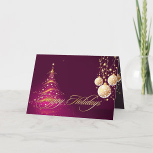 Holiday Greeting Cards, Christmas Tree+Ornaments Card